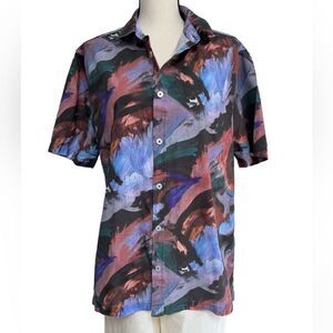 River Island Multi Abstract Men’s Artsy Button Up Size L